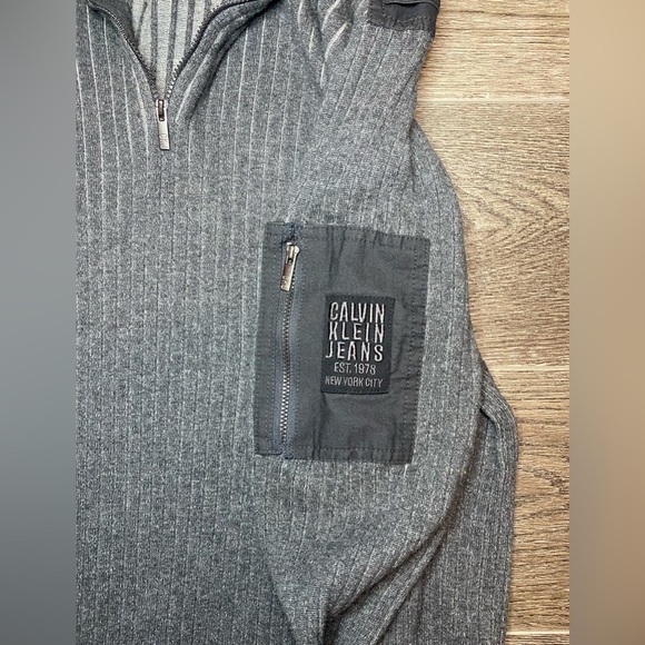 Calvin Klein jeans sweater gray ribbed mens large - Picture 3 of 8
